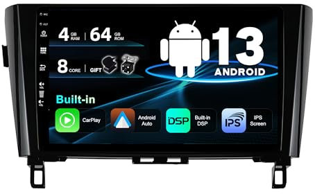 SXAUTO Android 14 IPS Autoradio Para Nissan XTrail Qashqai j11 Rouge (2014-2018) - Inalámbrica CarPlay/Android Auto - 4G+64G - Cámara + MIC - DSP Dab Fast-Boot 360-CAM Volante AHD - 10.1 Pulgada 2 DIN
