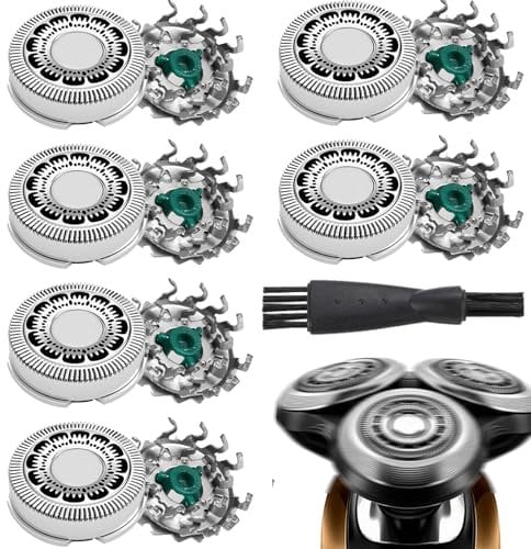 6 Stück SH90/72 Ersatzscherkopf Compatible with Philips, Series 9000 Rasierer Ersatzköpfe mit Reinigungsbürste, Nass Trocken Rasierer-Zubehör, Kompatibel mit Philips Series 8000(S8xxx)/SW97xx