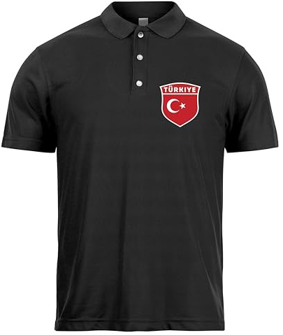 Fussball Poloshirt Herren | Personalisiertes T Shirt mit eigenem Namen und Nummer | Türkei 2026 Trikot