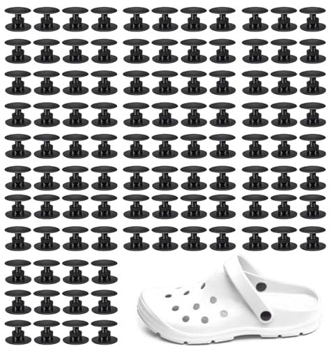 100Pcs Leather Rivets Repair Kit,Croc Rivets,Black Screw Rivet,Hole 16mm Large Press Studs for Clothing Plastic Double-Cap Rivets Hole Shoes Accessories Fixed Fastener for Buckles Sandals Slippers