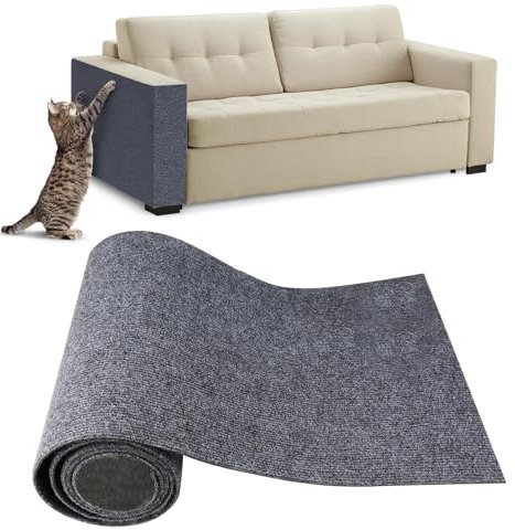 ZSRVAJ Cat Scratching Mat, Anti Scratch Furniture Protector, Self-Adhesive DIY Climbing Cat Scratcher Pad Carpet Rug For Sofas Walls (Grey, 30x100cm)