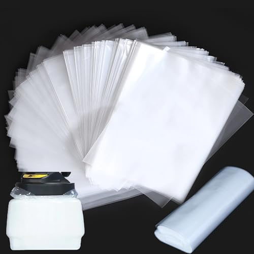 100 Pcs Paint Sprayer Bags, Paint Sprayer Parts, 8'' X 12'' Sprayer Cup Liners, Transparent Spray Gun Cup Canister Liners for HVLP Wagner Paint Sprayer Parts Compatible with Most Airbrush Guns, clean