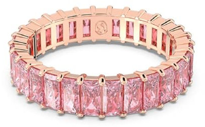 Swarovski Matrix, anello da donna placcato in oro rosa con taglio baguette, taglia 64, rosa, One Size, Zirconia cubica, Zirconia cubica