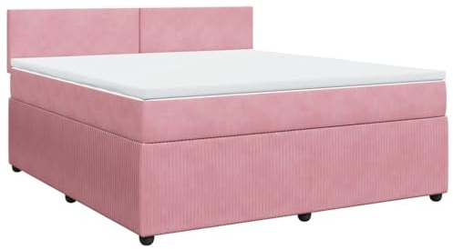 vidaXL Boxspringbett mit Matratze Rosa 180x200 cm Samt