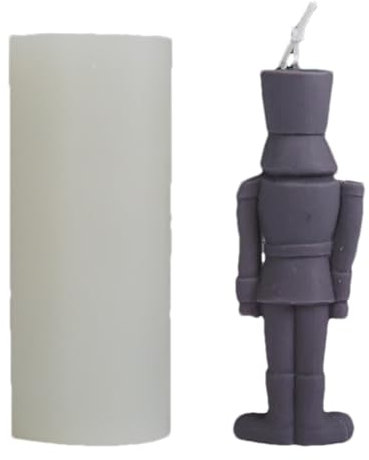 Nutcracker Statue Candle Mold, Easily Unmold Candle Mold, King Statue Mold, Candle Making Silicone Mold, Easily Unmold Nutcracker Statue Candle Mould for Cake and Chocolate Making