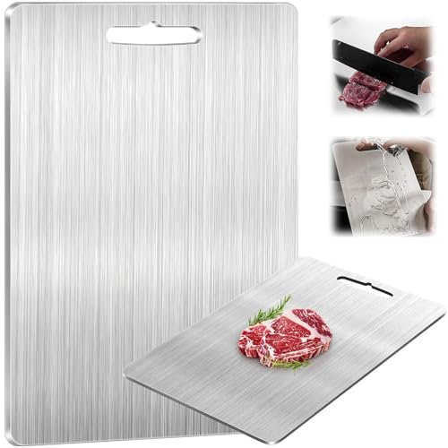 AstraGlam Set di taglieri in titanio 25 x 15 cm – Premium Titanium Cutting Board – Tagliere di alta qualità in pietra per cucine moderne – acciaio inox e metallo