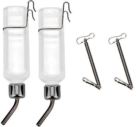 2Stück Hängende Trinkflasche für Haustiere, 350ml Nicht Tropfender Automatischer Wassernapf, Pet Cage Wasserflasche für Vögel, Hamster, Meerschweinchen, Chinchilla, Papagei und andere Kleintiere