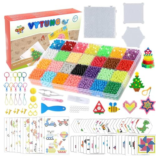 Vytung Wassersperlen Starter set, 4000 Perlen in 28 Farben Magische Wasserperlen für Kinder,389 Muster,Perlen Nachfüllset Magic Pearls Perlen Starter Set