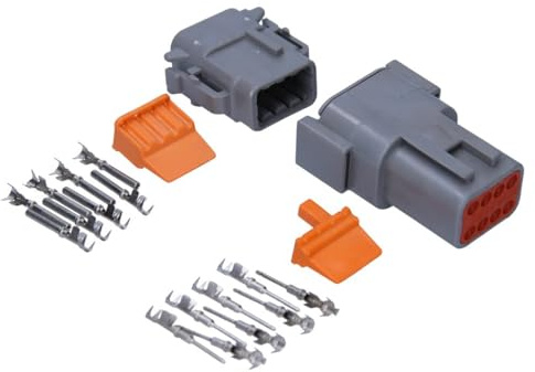 Kalitec 2er Set Deutsch DTM Steckverbinder 8-polig - DTM06-8S & DTM04-8P | Wasserdichtes Gehäuse für KFZ und Maschinenbau - IP68 Dichtungen - Inklusive Keilsicherungen und Crimpkontakte