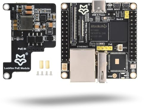 LUCKFOX-Pico-Ultra-B-PoE-Kit, Mini Linux Development Board with PoE Module, Adopt RV1106G2 Chip, 128MB RAM, 8GB EMMC, Support Intelligent Coding, For Embedded Applications, with PoE&Camera Interface
