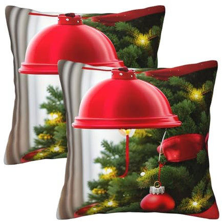 Evengigy Juego de 2 fundas de cojín cuadradas con estampado de árbol de Navidad, 50 x 50 cm