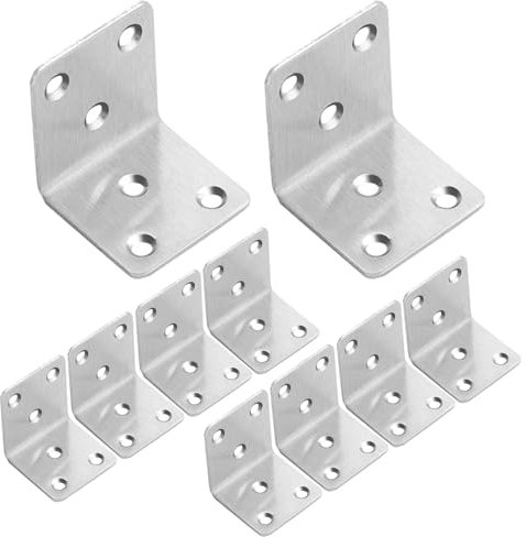 Wopanxye 10pcs Angle Bracket, 50x50x50mm 90 Degree L Shape Corner Brace Plate Wood Metal Connecting Fixing Joining Repair Support Galvanised Connector Mount for Furniture Window Table Chair Desk Shelf