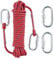 LZ.MZXU Cuerda Escalada 10M, 10mm Cuerda de Escalada Cuerda de Seguridad Nylon Cuerda Cuerdas de Rescate con 2 Mosquetón para Usos al Aire Libre Cuerda Camping Exterior Montañismo (Rojo)