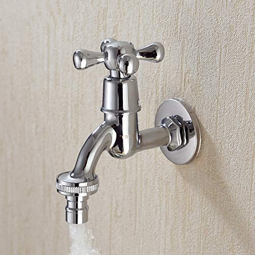 GODFSAHG Grifo de latón para Agua fría de Pared, para Lavabo de baño, Lavadora, Grifo de jardín, Cromado