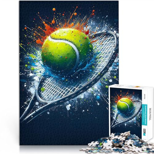 Jigsaws 1000 Pieces for teenagers Tennis Ball and Racket Splash Familienspaß Angebot als Geschenk für die ganze Familie38x26cm