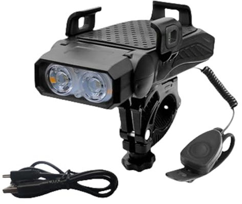 pikfein RadGenie Smart 4-in-1: Die Innovative Fahrrad Handyhalterung USB wiederaufladbare LED Fahrradscheinwerfer, IPX4 Regenschutz, für alle Fahrräder