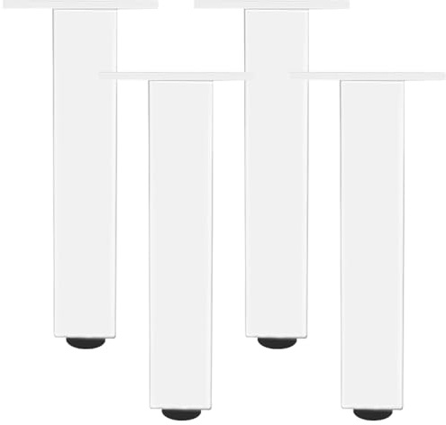Tischbeine Verstellbar, Tischfüße Weiß Tischfüsse Eckig Möbelfüße Aluminiumlegierung | Eloxierte Oberfläche Mobelbeine Optionale Höhe: 6-60cm Sockelfüße Tischfuß Stützfüße Couchtische 23cm/9.1