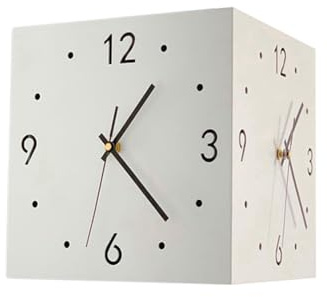 Koolenry Quiet Square Wall Clock in Bedroom-Double-Sided, Sensor Charging, Luminous, Metal Corner Clock, (White)