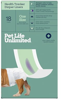 Pet Life Unlimited Health Tracker Dog Diaper Liners, 18 Count, pH-Responsive Color-Track Technology Detects Urinary Tract Infections, Fits Standard Dog Diapers, USA Made