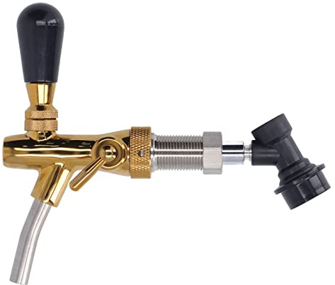ANKROYU Grifo de cerveza profesional Grifo de cerveza de flujo ajustable de latón y acero inoxidable con conexión rápida Dispensador de barril universal para bares comerciales Elab