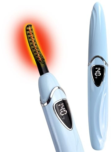 Tehoi S600 Beheizte Wimpernzange – Genaue Temperatursteuerung, intelligente automatische Abschaltung für natürliches Make-up und langanhaltende Locken S600 Series (Blue+Silver)