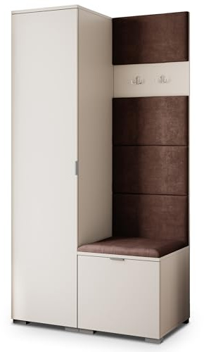 Masseno Flugarderoben Set Lori, Kleiderschrank-Set mit Sitzbank, Garderobenschrank Flur mit 3 Regalböden, Kaschmir