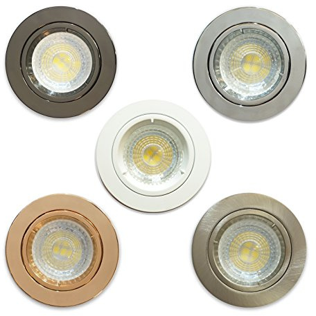 Other Round GU10 LED Recessed Downlights - Pack of 10 Spotlights with 240V Mains Powered and Twist Lock Easy Fit - Bedroom Living Room Lounge Ceiling Lights (Rose Gold)