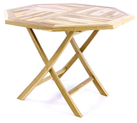Divero klappbarer Gartentisch Marbella aus Teakholz, unbehandelt – Farbe: Natur-Braun