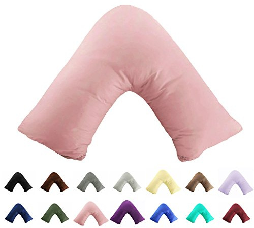 Gyulin-Kissenbezug aus 100% Baumwolle - Fadendichte: 300 – Solider Hotelverschluss – V-förmiger Kissenbezug (ohne Kissen), 100 % Baumwolle, rose, V Shaped Pillowcase