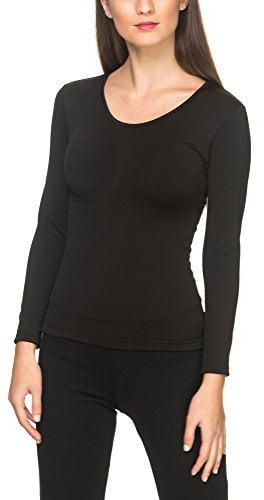 YSABEL MORA Camiseta Térmica para Mujer de Manga Larga. Térmico con Interior Afelpado para Invierno. Ropa Térmica de Frío Extremo para Deporte y Nieve. Color Negro. Talla L