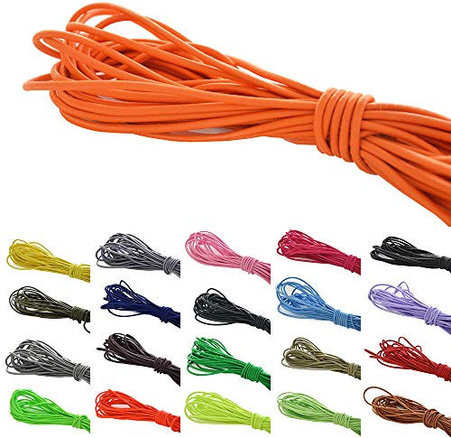 Roban Fashion Cordon élastique en caoutchouc, 10 m, 3 mm, disponible en 32 couleurs, orange