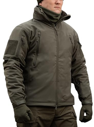 M-Tac Taktische Jacke mit Kapuze, Fleece-gefüttert, wasserabweisende Softshell-Jacke für Herren, Oliv/Blatt für mich (Leaf It to Me), XL