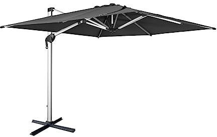 Alice's Garden - Parasol déporté haut de gamme carré 3x3m – PYLA Gris anthracite – Toile Sunbrella ® fabriquée en France par Dickson. structure en aluminium anodisé. rotatif. housse de protection