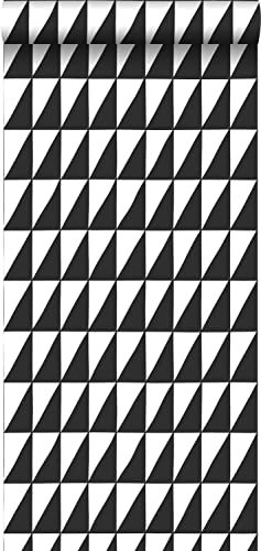 ESTAhome papier peint triangles graphiques noir et blanc - 139077-0,53 x 10,05 m