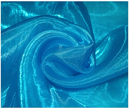 Premium Crystal Organza Voile Fancy Dress Costume Decorations Fabric 150cm Wide/Sold by The Metre (Turquoise)