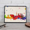 Nacnic Art Print Madrid. Skyline-Aquarell-Stil und Farb-Explosion. Poster A3 Größe auf Papier auf Papier 250 Gramm gedruckt. Wohnkultur. Mit schwarzem Rahmen A3