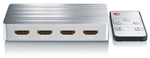 CSL - HDMI Switch Umschalter 4k Ultra HD - 3 Port Inkl. Fernbedienung 5,5mm x 2,1mm Hohlsteckernetzteil 5V 2A - 4096x2160 3840x2160 UHD 4k 2160p bei 60Hz - 3D Ready - HDCP 2.2 - YCbCr 444 8bit