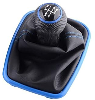 NICOLIE 5/6 Gang Schaltknauf Hebel Shifter Gaitor Stiefel Pu Leder Kompatibel Mit Vw 2003-2008 Golf 4 Iv Mk4 GTI R32 Jetta - 5-Gang-Blau