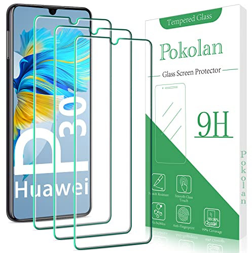 Pokolan 3 Stück Schutzfolie für Huawei P30, Frei von Kratzern, 9H Härte, HD Displayschutzfolie, Sensitive Touch, 0.33mm Ultra-klar, Ultrabeständig, Bläschenfrei