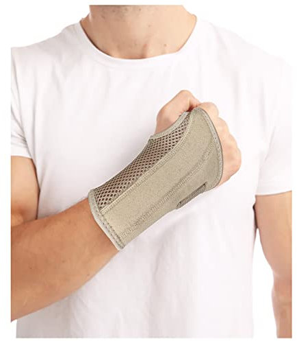 HMCEY Handgelenkschiene Karpaltunnelsyndrom Schiene Handgelenk Bandagen Handgelenkbandage Karpaltunnel Handgelenkstütze für Verstauchungen, RSI und Sehnenentzündung (S/M Links, Beige)