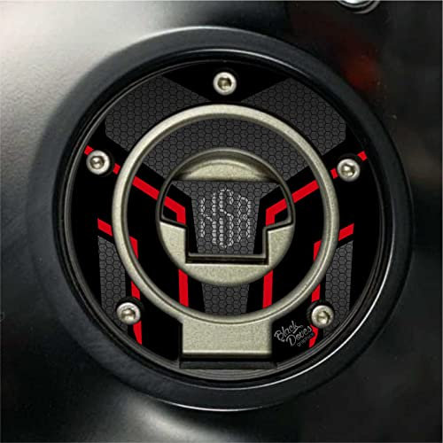 Protezione Adesivo Resinato 3d Tappo Serbatoio Compatibile con YAMAHA XSR 900 XSR900 tank cup (Nero-Rosso)