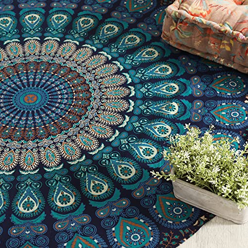 Popular Handicrafts Runder Wandteppich, indisches Mandala, rund, Rund, Strandtuch, Wandbehang, Hippie, Boho, Baumwolle, Tischdecke, rundes Yoga-Bettlaken, 127 cm