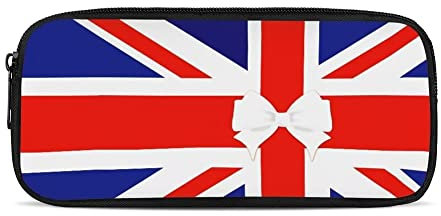 HUGS IDEA Novelty UK Flag Print, Kids Personalized Pencil Case Bag for Boys Girls, Durable Zipper Stationery Organizer Pens Holder Pouch