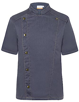 Karlowsky Herren Kochjacke Jeans-Style Kurzarm Druckknöpfe Stehkragen 65% Polyester/35% Baumwolle