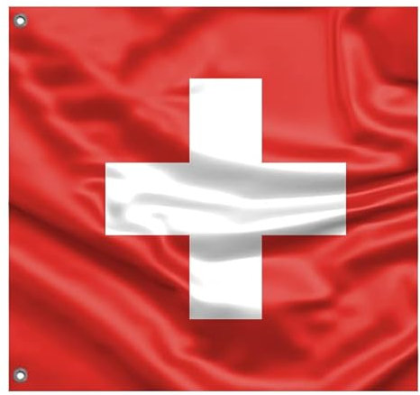 Drapeau suisse carré | Impression unique | Fabriqué dans l'UE (90 x 90 cm)