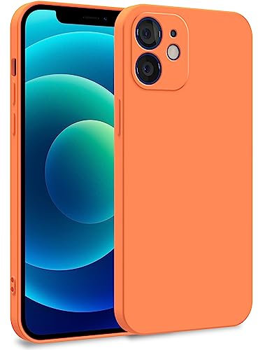 MyGadget Hülle kompatibel mit iPhone 12 - Zweilagige Handyhülle mit Kameraschutz - Cover mit Innenfutter & Silikon außen - Orange