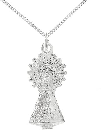 Medalla Virgen del Pilar de Plata de Ley 925 con cadena - Collar Virgen del Pilar
