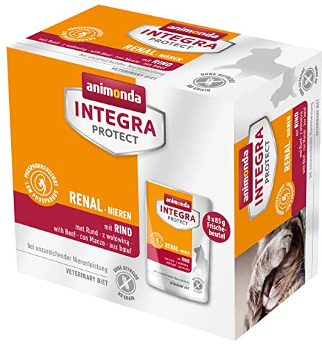 animonda INTEGRA PROTECT Katzenfutter nass Renal (Niere) mit Rind (8 x 85g), vom Tierarzt empfohlen bei Niereninsuffizienz, mit Veterinären entwickeltes Diätalleinfutter für erwachsene Katzen