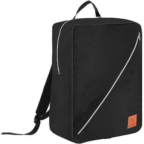 Granori Handgepäck Rucksack 55x40x20 cm - Leichter XXL Flugzeug Bord-/ Kabinengepäck Reiserucksack 44 l | max. Maße Gepäck Flug Reisetasche groß für diverse Airlines (Schwarz)