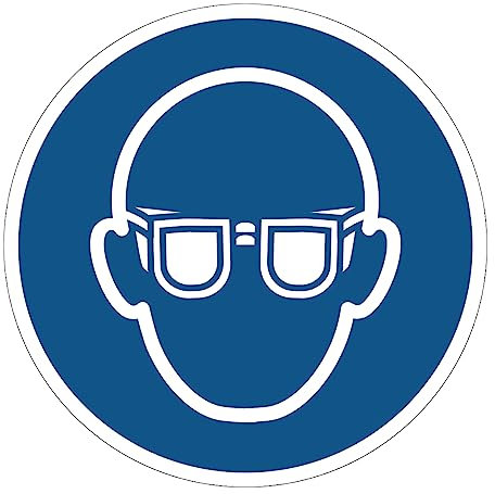Verpflichtungsaufkleber NF ISO7010 – Wasserfester und UV-beständiger Laminierter Runder Beschilderungsaufkleber – Obligatorische Schutzbrille - Durchmesser 5 cm